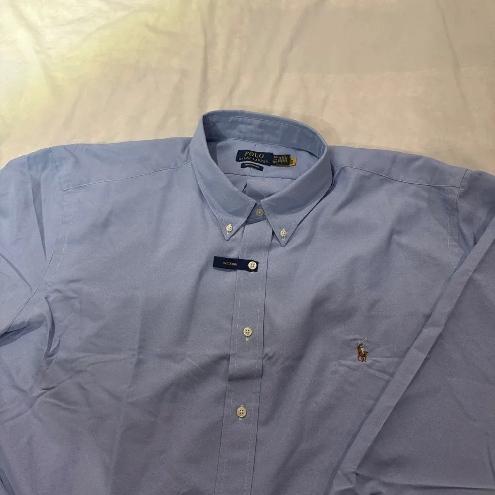 Polo Ralph Lauren Performance Shirt Mens 3XB Light Blue Wicking Button Down NEW